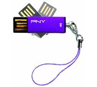 PNY Micro Swivel Attaché 4 GB USB 2.0 Flash Drive P-FDU4GBSV-EF/PLM (Plum)