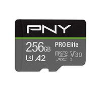 PNY PRO Elite 256GB microSDXC Memory Card + SD Adaptor, Class 10 UHS-I, U3, A2 App Performance, V30 for 4K Video, Read speed up to 100MB/s