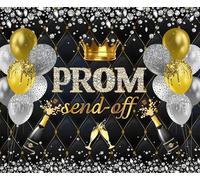 Pnylzzyxh Graduation Backdrop Graduation Decorations 2026 10x8ft Prom Send Off Backdrop Class of 2026 Prom Party Decorations Balloons Diamond Black and Gold Photography Background Studio Props