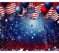 Pnylzzyxh Independence Day Backdrop Stars and Stripes 4th of July Backdrop Red White Blue Stars Bokeh Photo Backdrop Banner 10x8ft Photography Background Studio Props
