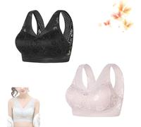 PNZLZIA Sexy Beautiful Back Breathable Thin Bra, 2PCS Seamless Lace Breathable Sports Bra, Compression Sports Bra (XX-Large,A)
