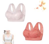 PNZLZIA Sexy Beautiful Back Breathable Thin Bra, 2PCS Seamless Lace Breathable Sports Bra, Compression Sports Bra (XX-Large,B)