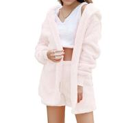 PNZLZIA Shebella Pajama Set 3 Piece Set, Women's Fuzzy Fleece 3 Piece Outfits Pajamas, Winter Warm Women's Pajamas Set (Beige,Small)
