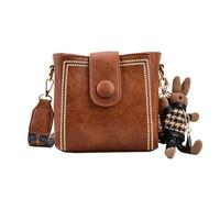 PNZLZIA Vintage Fashion Bag, Brown Retro Small Water Bucket Bag with Adjustable Shoulder Strap