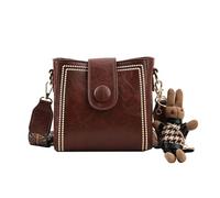 PNZLZIA Vintage Fashion Bag, Women's Retro Small Bucket Bag with Adjustable Shoulder Strap (Coffee, 17cm x 16cm x 10cm)