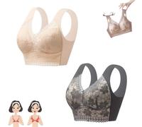 PNZLZIA Women's Orthopedic Anti-Sagging Bra, Posture Correcting Bras for Seniors, Seamless Push Up Wireless Bra for Women (2PC-D,4L)