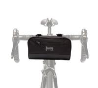 Po Campo Domino Handlebar Bag Large Waterproof Bicycle Storage Bag Front Mount that converts to Crossbody (Black Ripstop)