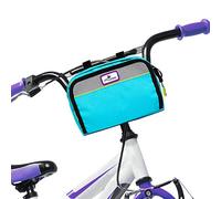 Po Campo Kids Bicycle Bag - Speedy Front Frame Bike Handlebar Bag - Fabric Bike Basket - Waterproof Front Mount Bag for Boys Girls Bike or Scooter Handle Bars - Converts to Crossbody Bag (Blast Blue)