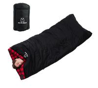 PO PO BEAR Zero Degree Sleeping Bag for Adults 100% Cotton Flannel Tall and Big (Black, 84" x 40" Left Zip)