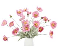 POABNCY Artificial silk poppy flower, 6 stems, garden, wedding, restaurant, party and festival decoration, DIY flower arrangement(Pink)