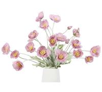 POABNCY Artificial silk poppy flower, 6 stems, garden, wedding, restaurant, party and festival decoration, DIY flower arrangement(Light Purple)