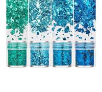 POABXYHD 4pcs Gold Leaf Sheets Set, Premium Gold and Silver Foil Paper, Multicolor Irregular Aluminum Flakes, Glitter for Handmade Epoxy Resin, Candle Making, Arts and Crafts Supplies