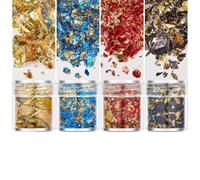 POABXYHD Gold Leaf Sheets - 4pcs Gold Leaf Flakes, Sequins & Glitters for DIY Projects, Nail Art, Jewelry Making, 29x25mm Gold Foil Paper