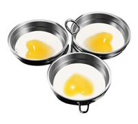 Poached Egg Cooker, Stainless Steel Egg Poacher, 3-Cup Poached Egg Cooker, Nonstick Egg Poacher Cups, Egg Poaching Pan with Rack and Handle for Microwave Oven Stovetop, Heart-shape, Egg Poaching Pan