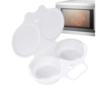 Poached Egg Maker Microwave - 2 Egg Capacity Cookers for Quick Breakfast Preparation | Round Shape Steamer for Healthy Eggs, Non-stick Kitchen Appliances for Home Food, Heat Resistant Easy