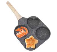 Poached Eggs - Egg Poacher For Induction Hob | Granite Coated Egg Pan | 4-Cup Non-StickFrying Pan With Fun Shapes - Heart, Star, Circle | Mold With Anti-Scald Handle For Breakfast, Kids Cooking, Home