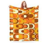 Poacnip 70s Pattern Retro Inustrial in Orange and Brown Tones Flannel Fleece Blanket Lightweight Cozy Bed Soft Throw Blanket Fit Couch Sofa for for Home Bedding Living Room Traveling Camping 50 X40