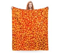Poacnip Funny Food Baked Beans Realistic Print Flannel Fleece Blanket Lightweight Cozy Bed Blankets Soft Throw Blanket Fit Couch Sofa for for Home Bedding Living Room Traveling Camping 50 X40
