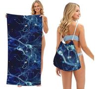 Poadnly 3D Brain Cell Neuron Neurology, 2 in 1 Packable Towel Bag, Beach Towels with Drawstring Backpack for Travel Holiday Camping