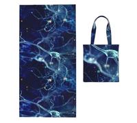 Poadnly 3D Brain Cell Neuron Neurology, 2 in 1 Packable Towel Bag, Beach Towels with Tote Bag for Travel Holiday Camping