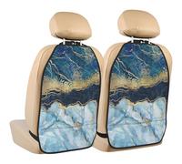 Poadnly Abstract Paint Gold Glitter Blue Marble,2 Pack Car Seat Kick Mats Back Seat Protector Durable Back Seat Organiser