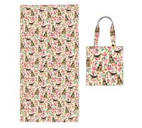 Poadnly Airedale Terrier Dog Cute Dogs, 2 in 1 Packable Towel Bag, Beach Towels with Tote Bag for Travel Holiday Camping