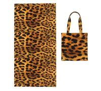 Poadnly Animal Leopard Skin, 2 in 1 Packable Towel Bag, Beach Towels with Tote Bag for Travel Holiday Camping