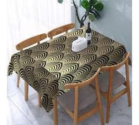 Poadnly Art Deco Black, Tablecloth Waterproof Dust-Proof Tabletop Wrinkle Resistant Table Cover - 137 x 183 cm
