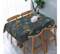 Poadnly Art Deco Copper Flowers, Tablecloth Waterproof Dust-Proof Tabletop Wrinkle Resistant Table Cover - 137 x 183 cm
