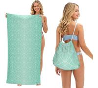 Poadnly Art Deco Seamless Pattern, 2 in 1 Packable Towel Bag, Beach Towels with Drawstring Backpack for Travel Holiday Camping