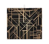 Poadnly Art Deco Style Geometric Pattern Two Side, Dish Drying Mats, Sink Mat Absorbent Dish Drainer Mat For Kitchen Counter 41x46 cm