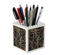 Poadnly Art Deco Style Geometric Pattern Two Side, Pen Pot Pencil Holder for Office Home School, Compact Desk Organiser for Office Stationery