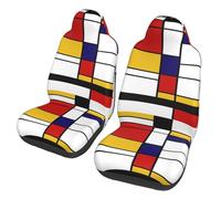Poadnly Artistic Mondrian Style Color Composition Red,Car Seat Cover Front Seat Covers/Protectors For Car 2pcs