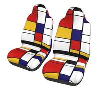 Poadnly Artistic Mondrian Style Color Composition Red,Car Seat Cover Front Seat Covers/Protectors For Car 2pcs