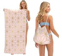 Poadnly Astral Metallic Blush Pink Gold, 2 in 1 Packable Towel Bag, Beach Towels with Drawstring Backpack for Travel Holiday Camping