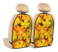 Poadnly Autumn Colors Fall Leaves,2 Pack Car Seat Kick Mats Back Seat Protector Durable Back Seat Organiser
