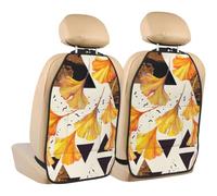 Poadnly Autumn Colors Ginkgo Leaves,2 Pack Car Seat Kick Mats Back Seat Protector Durable Back Seat Organiser