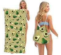Poadnly Avocado Dot Brown, 2 in 1 Packable Towel Bag, Beach Towels with Drawstring Backpack for Travel Holiday Camping