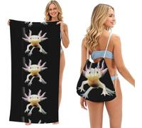Poadnly Axolotl Print, 2 in 1 Packable Towel Bag, Beach Towels with Drawstring Backpack for Travel Holiday Camping