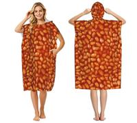 Poadnly Baked Beans Pattern, Adult Hooded Beach Towel 90 x 110 cm,Changing Bath Robe, Surf Poncho Towel For Women Men