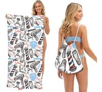 Poadnly Barber Shop Monochrome, 2 in 1 Packable Towel Bag, Beach Towels with Drawstring Backpack for Travel Holiday Camping