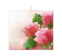 Poadnly Beautiful Pink Roses, Dish Drying Mats, Sink Mat Absorbent Dish Drainer Mat For Kitchen Counter 41x46 cm