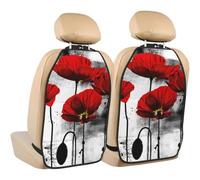 Poadnly Beautiful Poppy Flower Ink Printing,2 Pack Car Seat Kick Mats Back Seat Protector Durable Back Seat Organiser