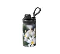 Poadnly Beautiful White Frangipani Wake Plumeria Flowers,12 Oz Insulated Water Bottle Stainless Steel Coffee Mug Vacuum Tumbler Water Flask