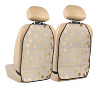 Poadnly Beige And Gold Glitter Polka Dot,2 Pack Car Seat Kick Mats Back Seat Protector Durable Back Seat Organiser