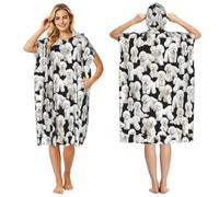 Poadnly Bichon Frise Dog Pattern, Adult Hooded Beach Towel 90 x 110 cm,Changing Bath Robe, Surf Poncho Towel For Women Men