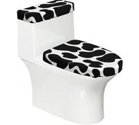 Poadnly Black Cow Spots Animal Print,Toilet Lid Covers Reusable Set of 2 Tank Lid Covers, Dust Splash Resistant for Bathroom Decor