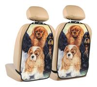 Poadnly Black Golden Cavalier King Charles Spaniel,2 Pack Car Seat Kick Mats Back Seat Protector Durable Back Seat Organiser