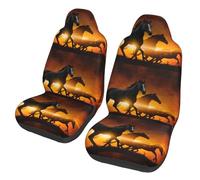 Poadnly Black Horses Red Glowing Clouds Printing,Car Seat Cover Front Seat Covers/Protectors For Car 2pcs