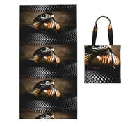 Poadnly Black Mamba Snake Print, 2 in 1 Packable Towel Bag, Beach Towels with Tote Bag for Travel Holiday Camping